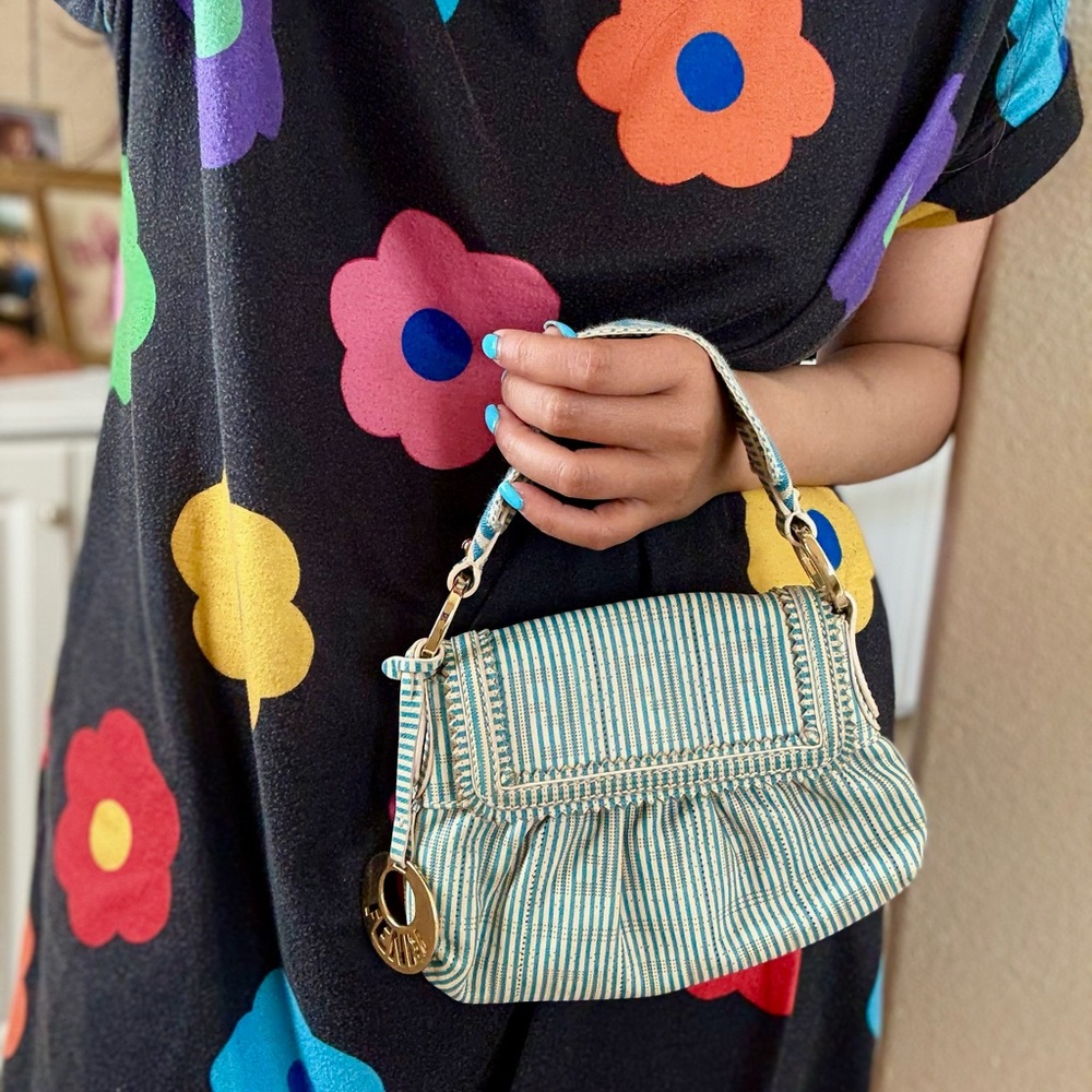 Fendi FF Turquoise Striped Mini Chef Bag - Picture 13 of 13